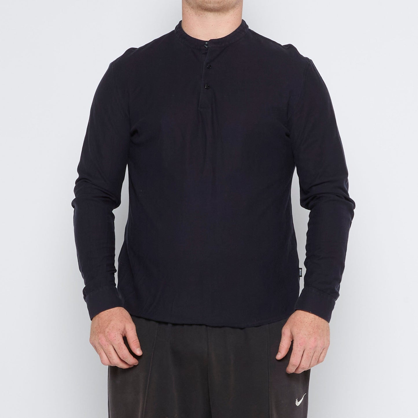 Hugo Boss Longsleeve Collarless Polo - L