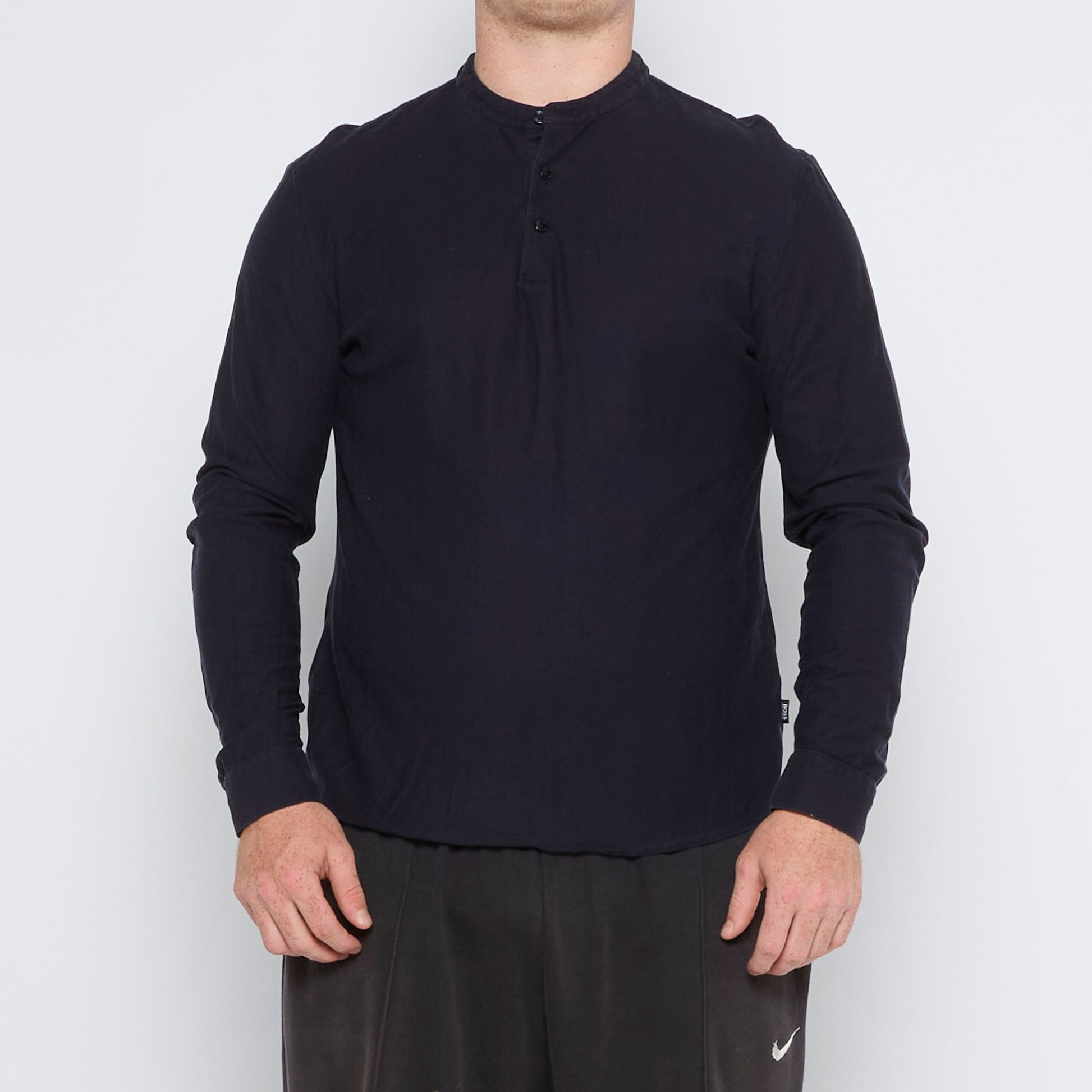 Hugo Boss Longsleeve Collarless Polo - L