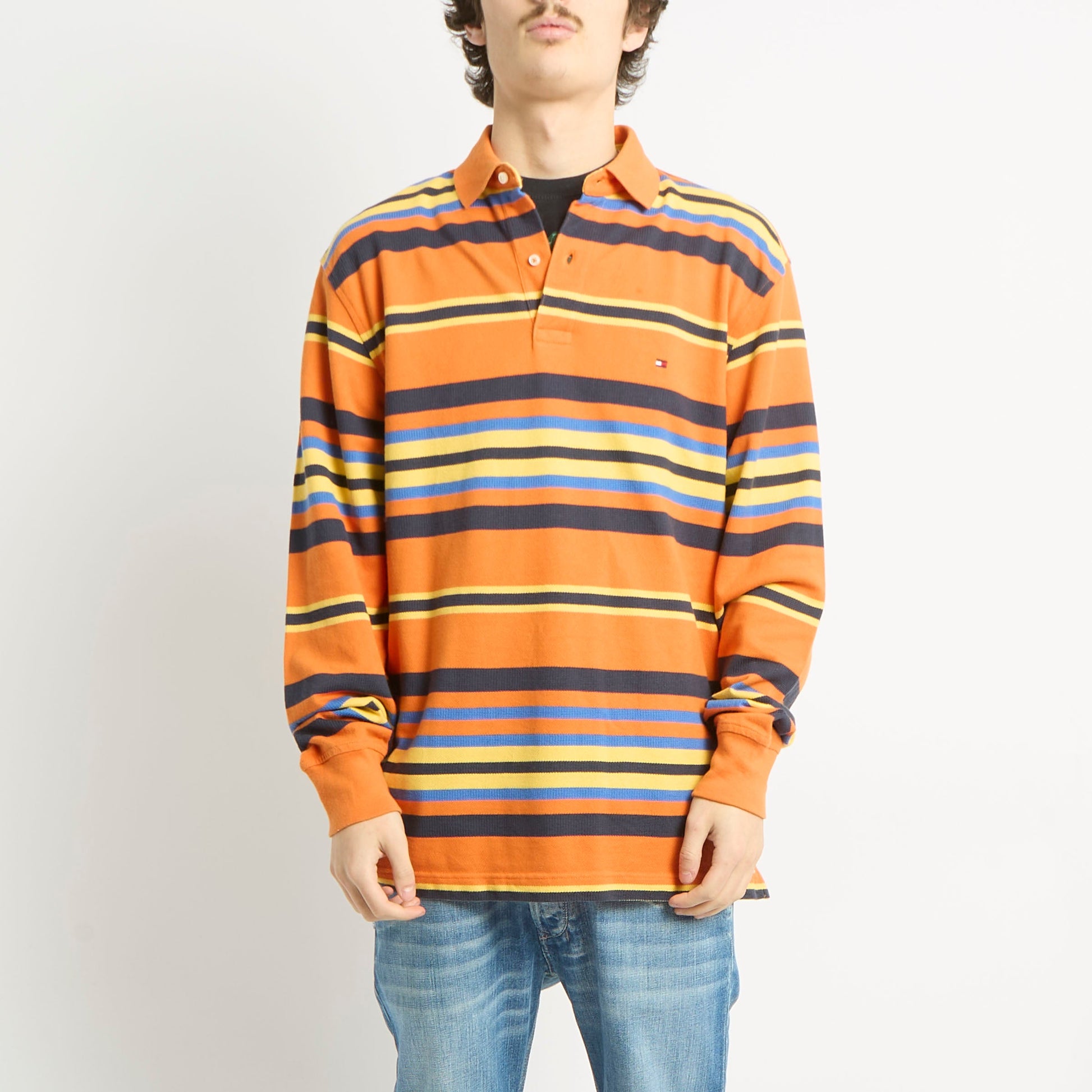 Tommy Hilfiger Longsleeve Striped Polo Shirt - M