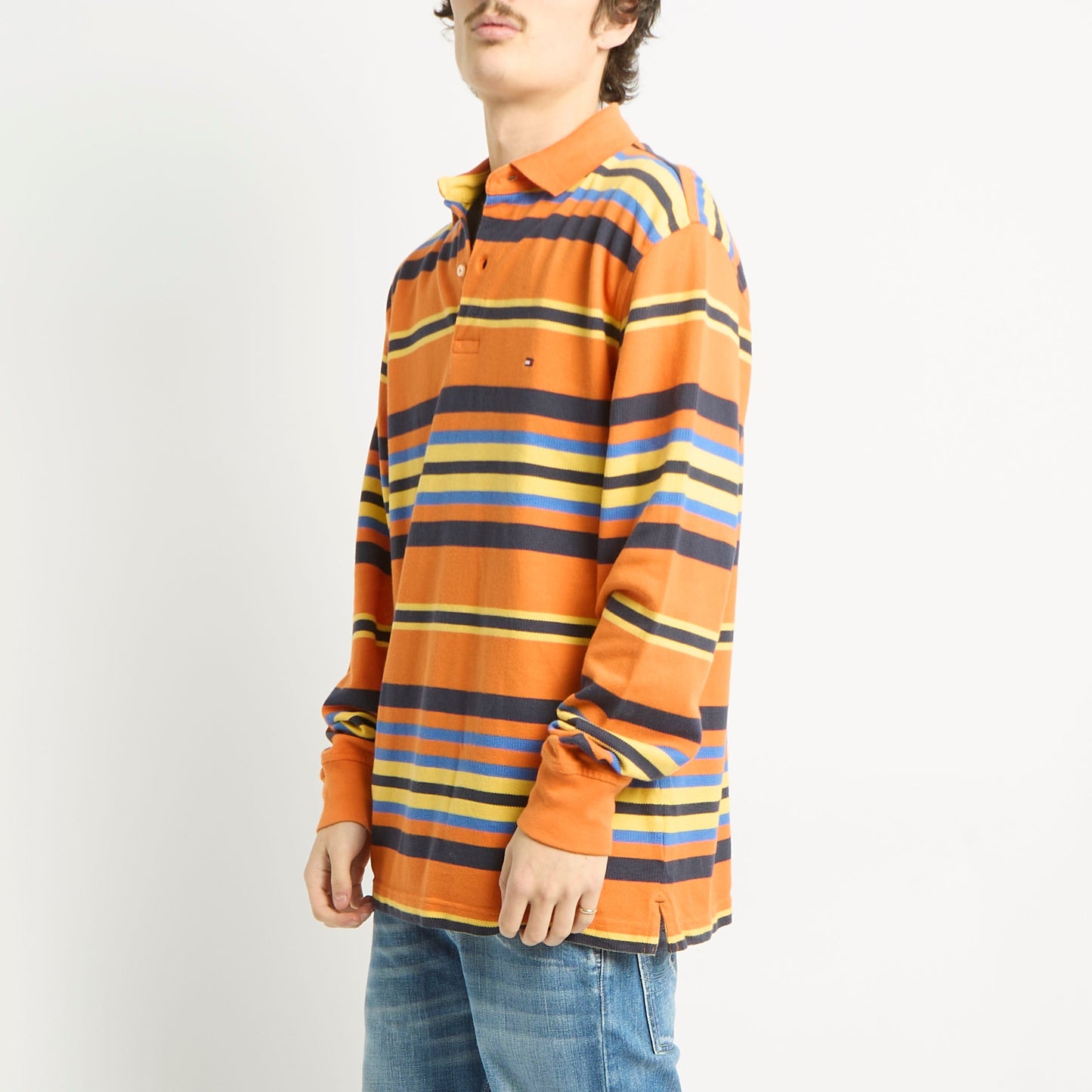 Tommy Hilfiger Longsleeve Striped Polo Shirt - M