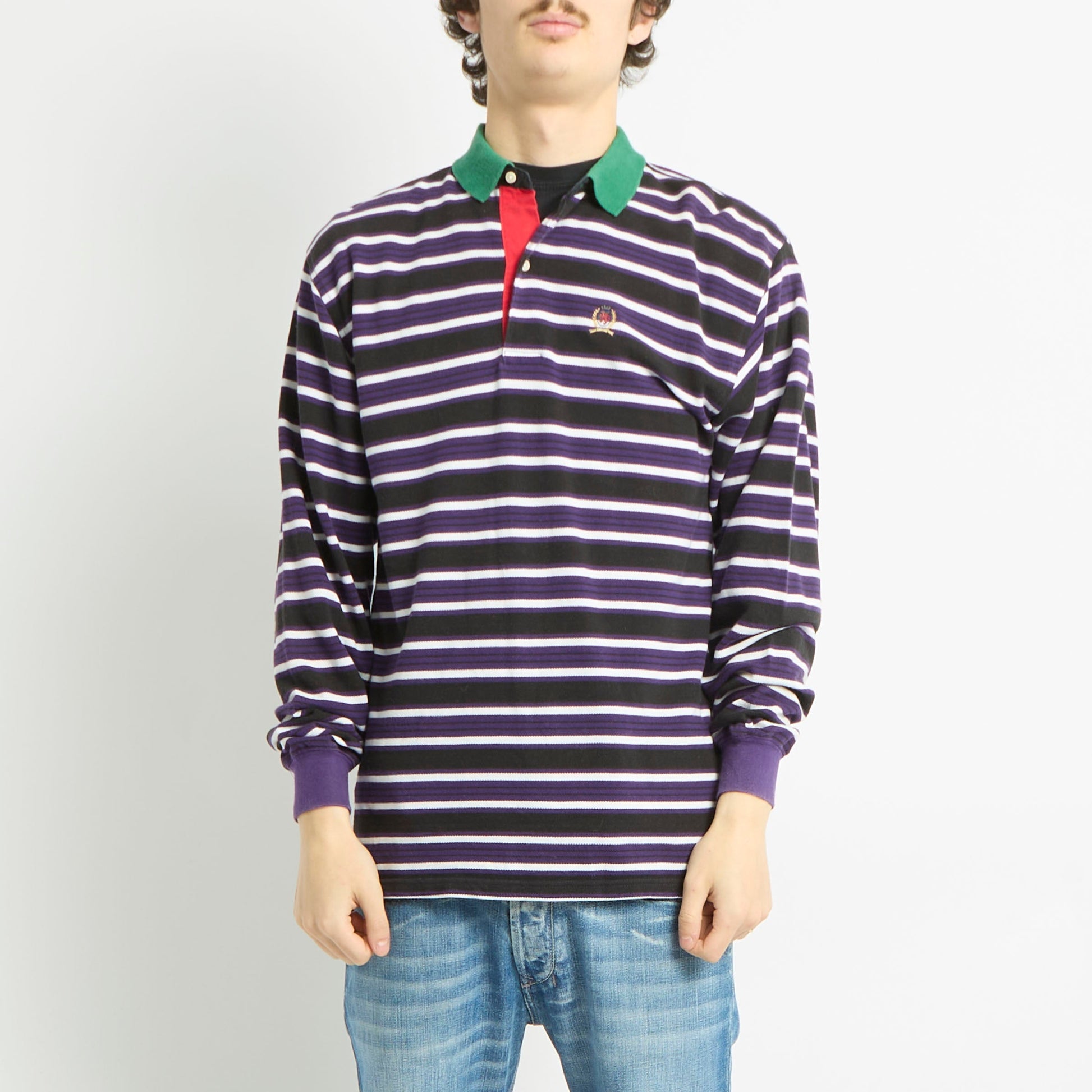 Tommy Hilfiger Long Sleeve Striped Polo Shirt - S