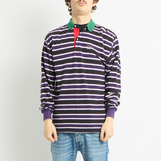 Tommy Hilfiger Long Sleeve Striped Polo Shirt - S