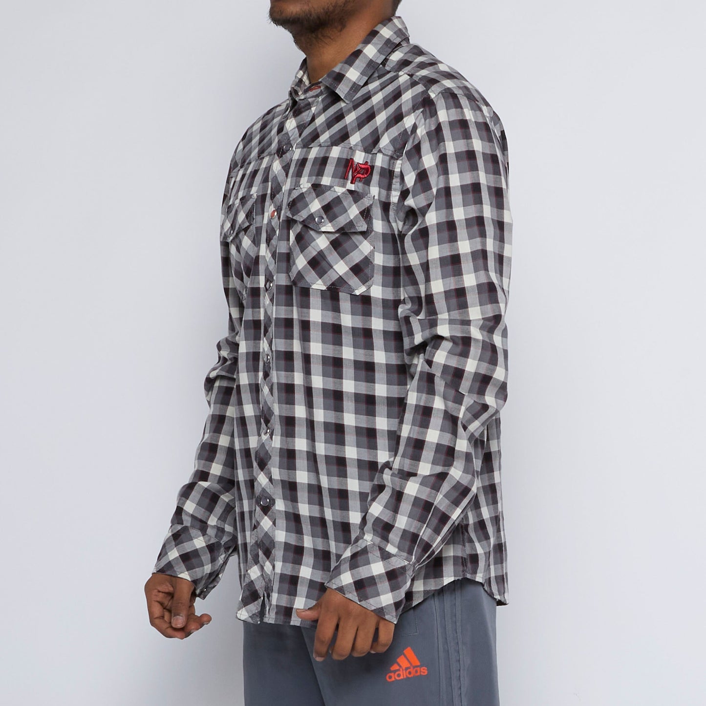 Embroidered Checked Shirt - XXL