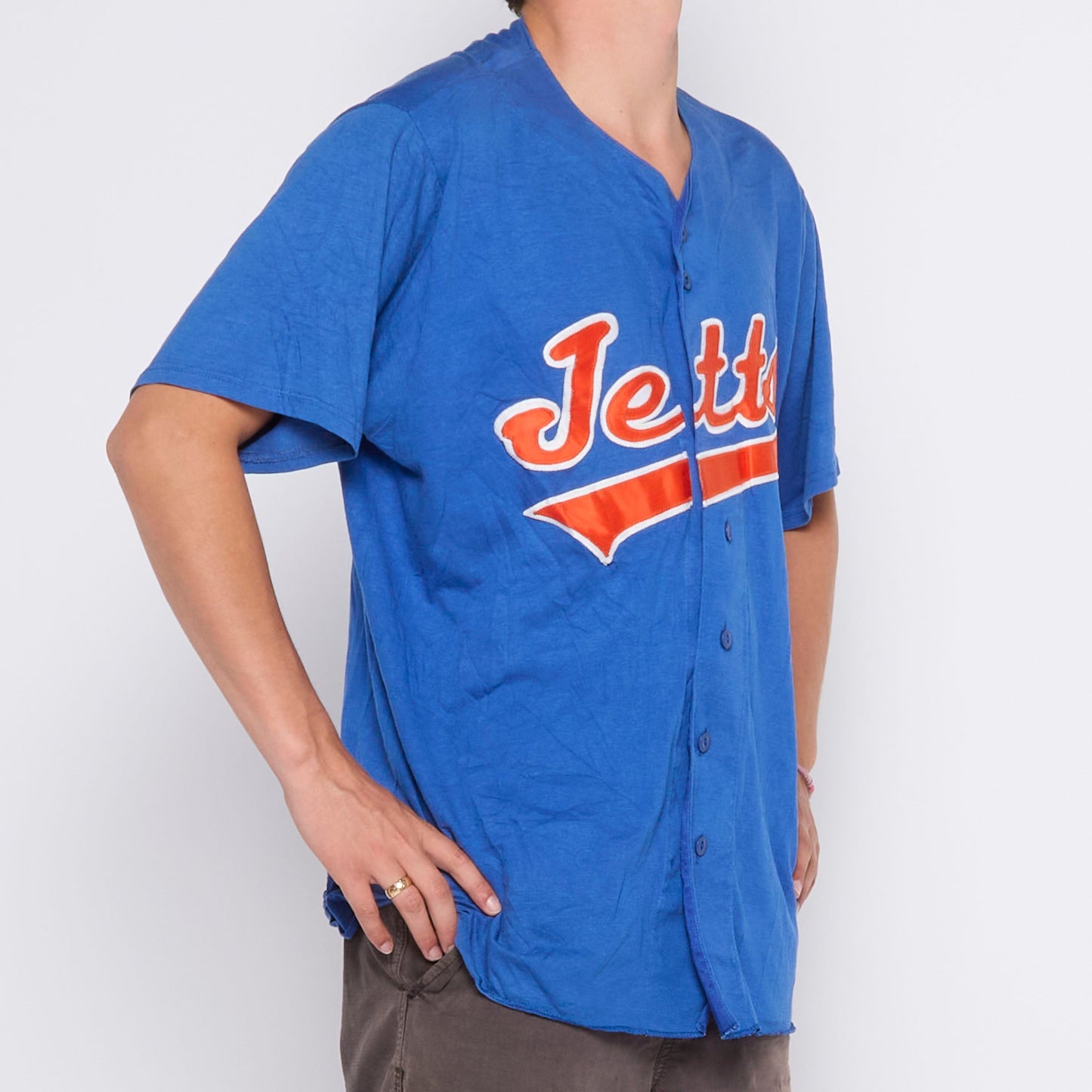 Jets Spellout Buttoned Sports Top - XL