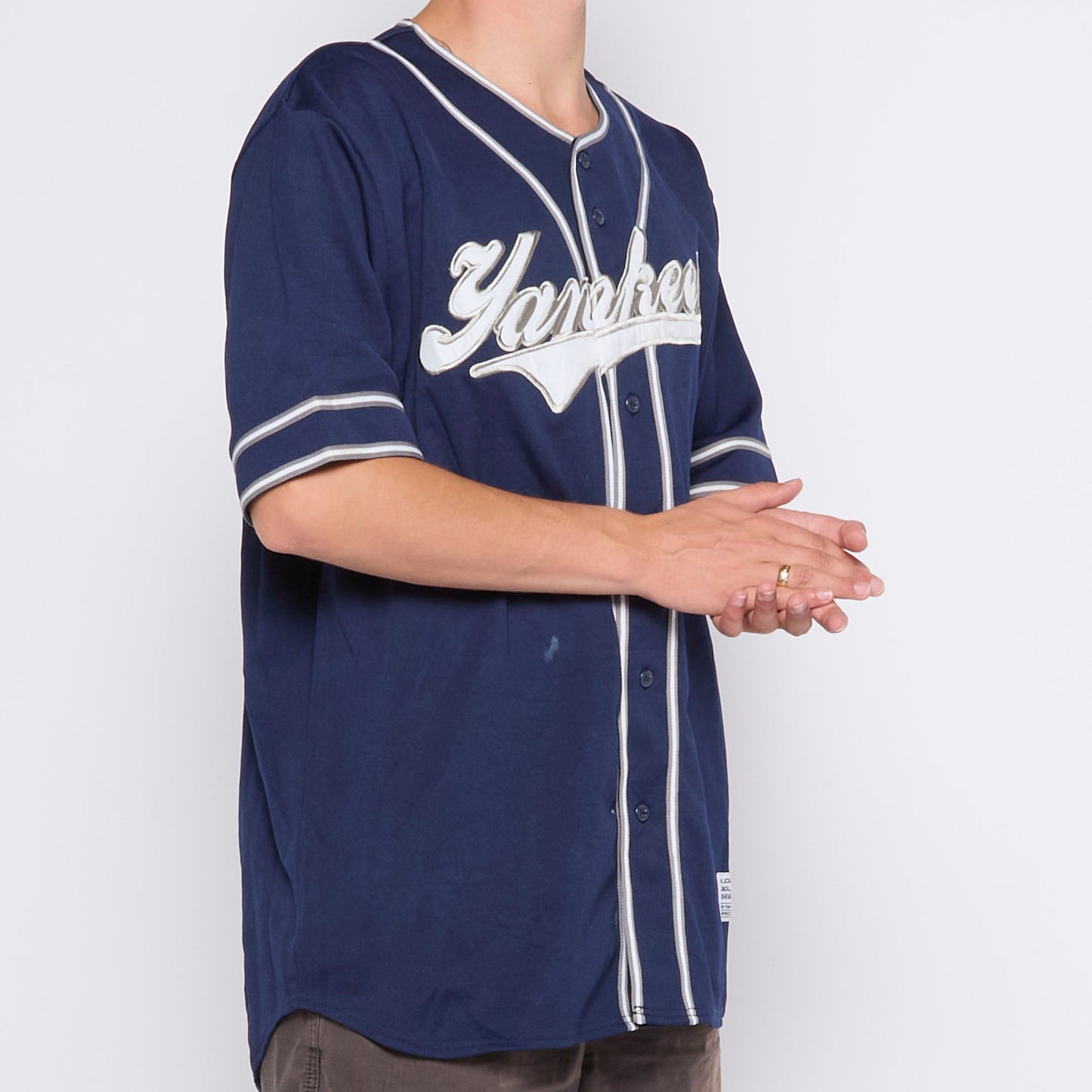 Yankees Spellout Buttoned Sports Top - XL