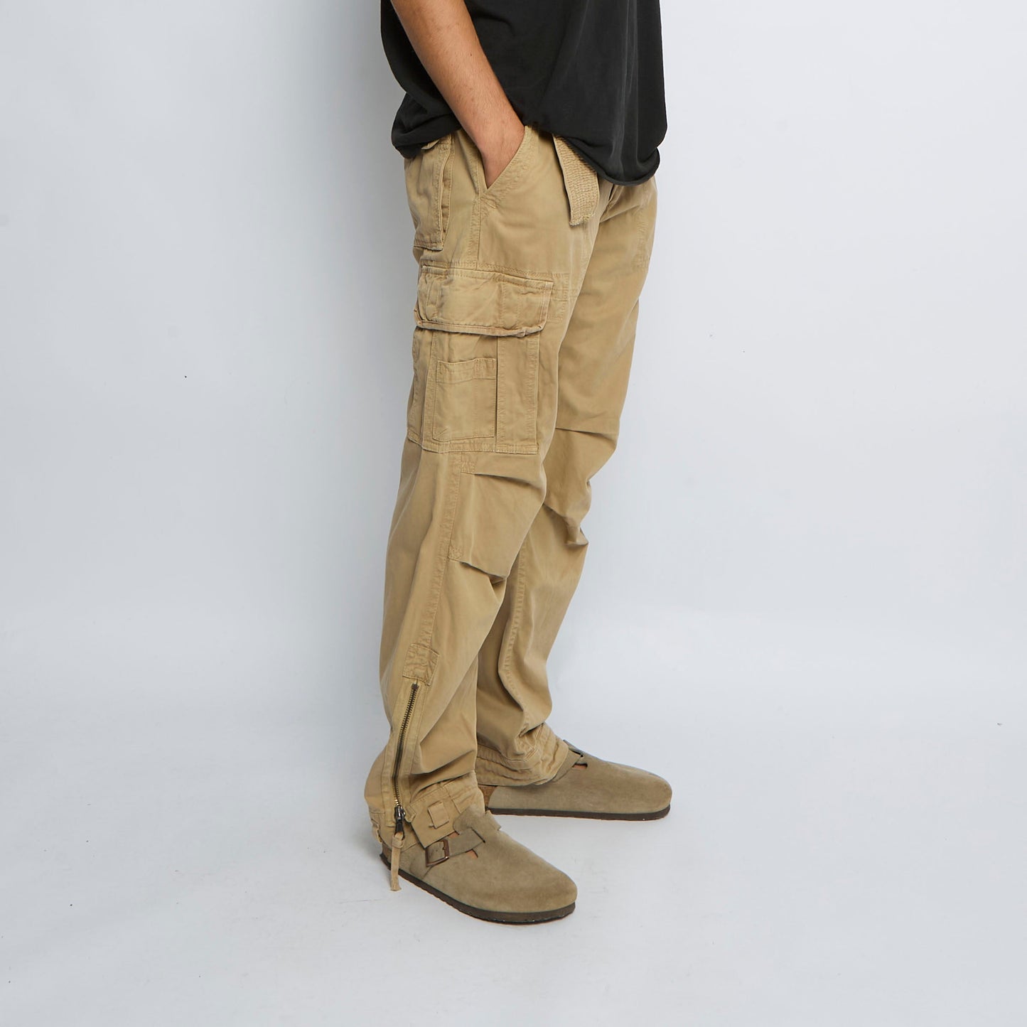 Belt Detail Straight Leg Cargo Trousers - W32" L32"