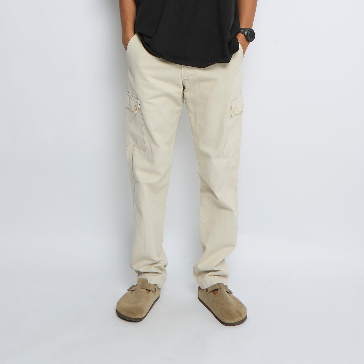 Cotton Straight Leg Cargo  Trousers - W32" L32"