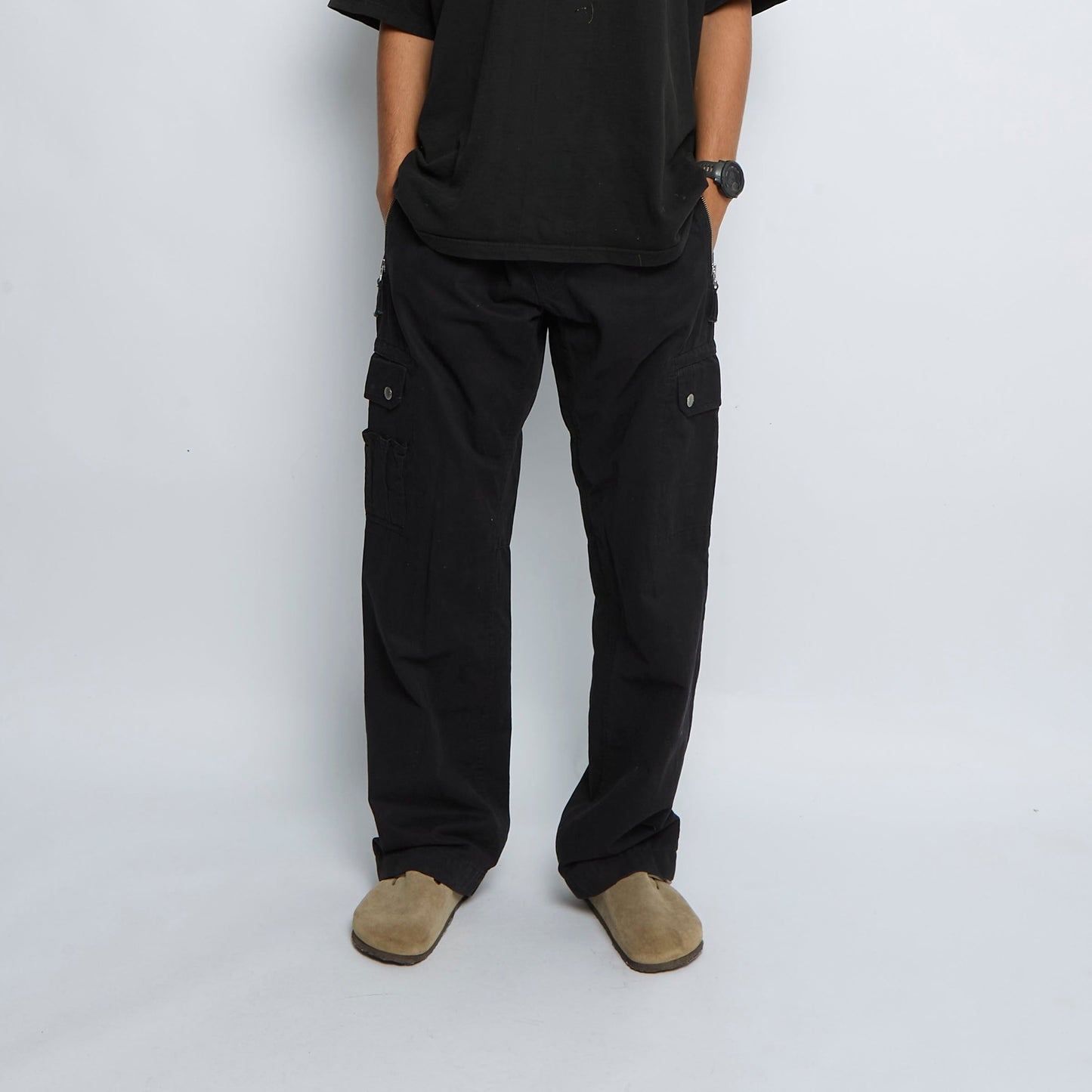 Pocket Detail Wide Leg Cargo Trousers - W38" L33"