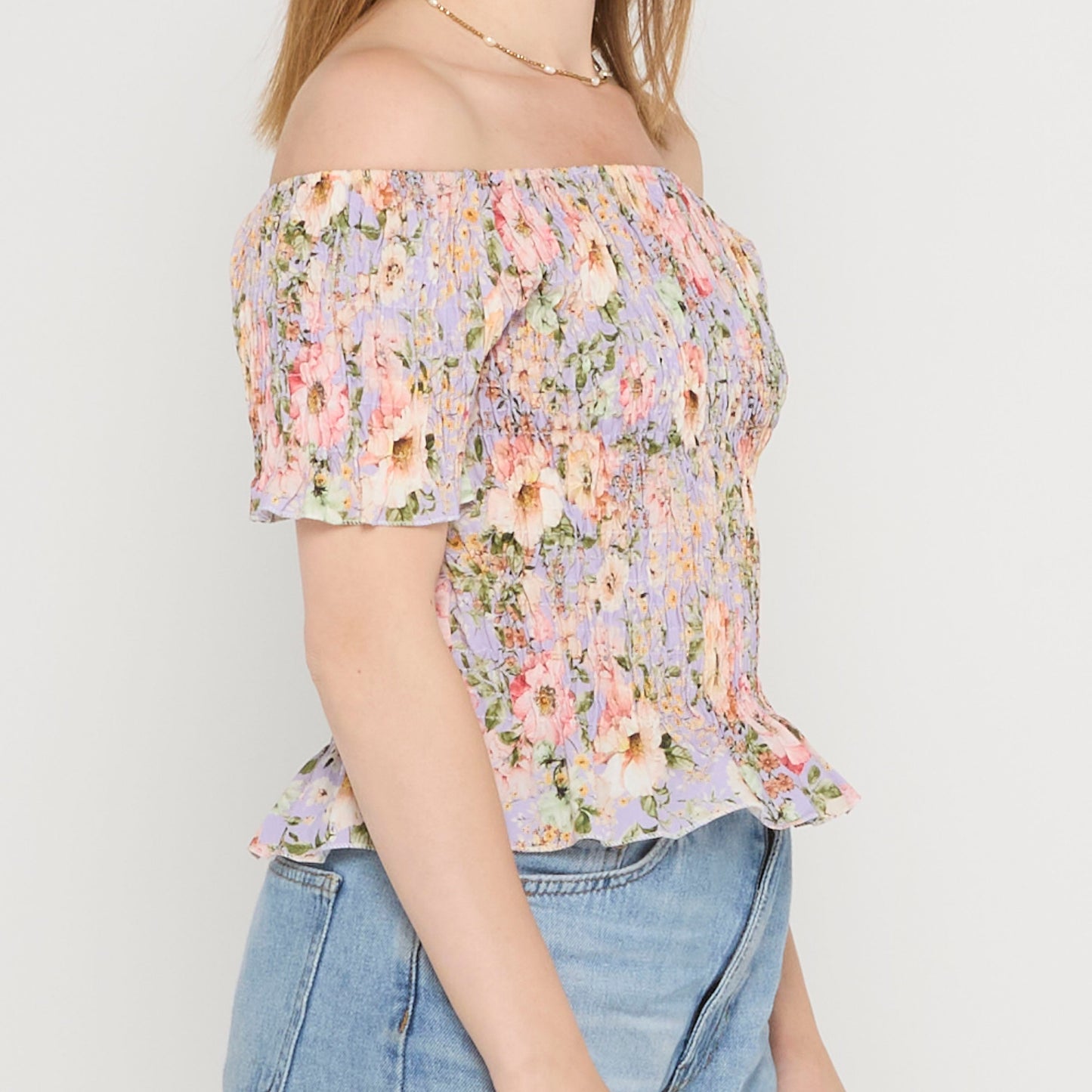 Floral Off Shoulder Blouse - UK 10