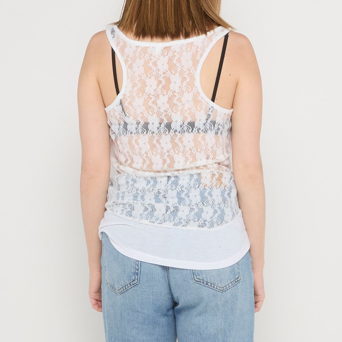 Lace Muscle Back Vest - UK 10