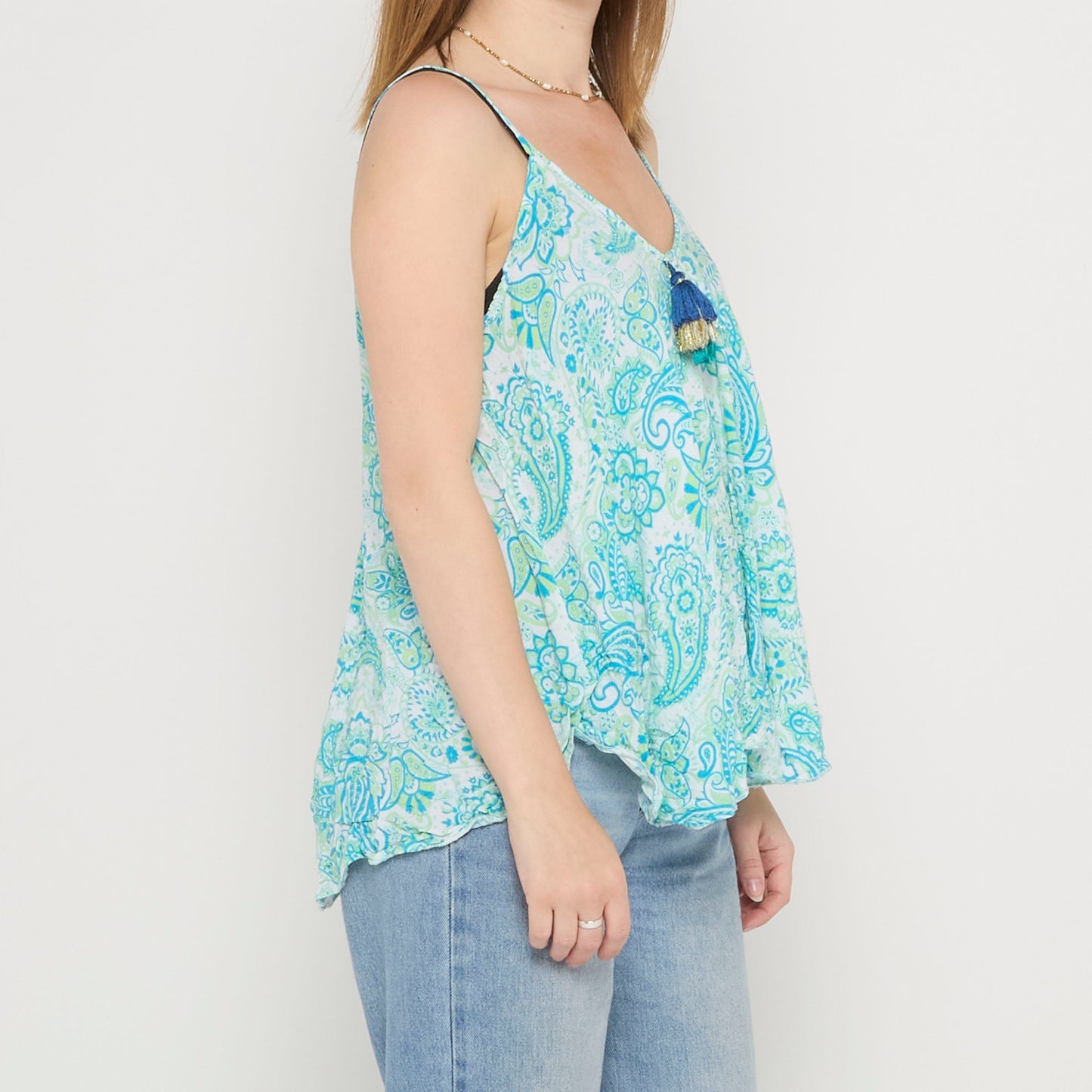 Paisley Fluted Hem Cami Top - UK 12