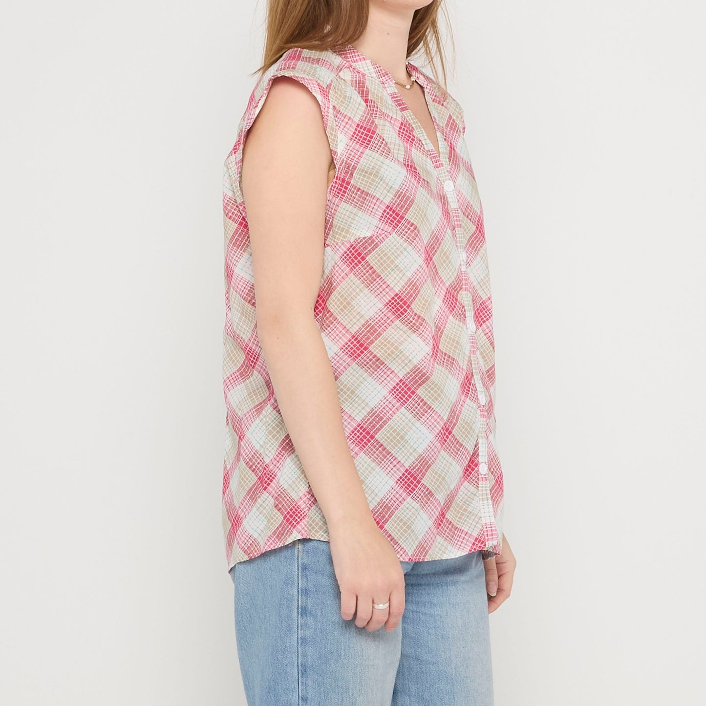 Quencha Check Sleeveless Shirt - UK 14