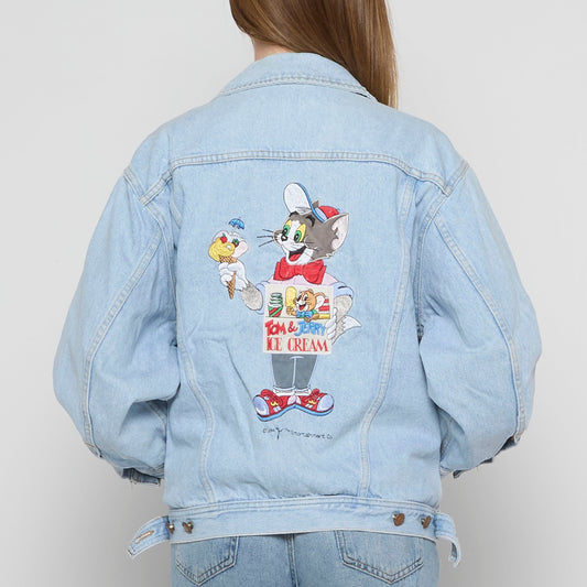 Tom & Jerry Embroidered Back Denim Jacket - UK 16