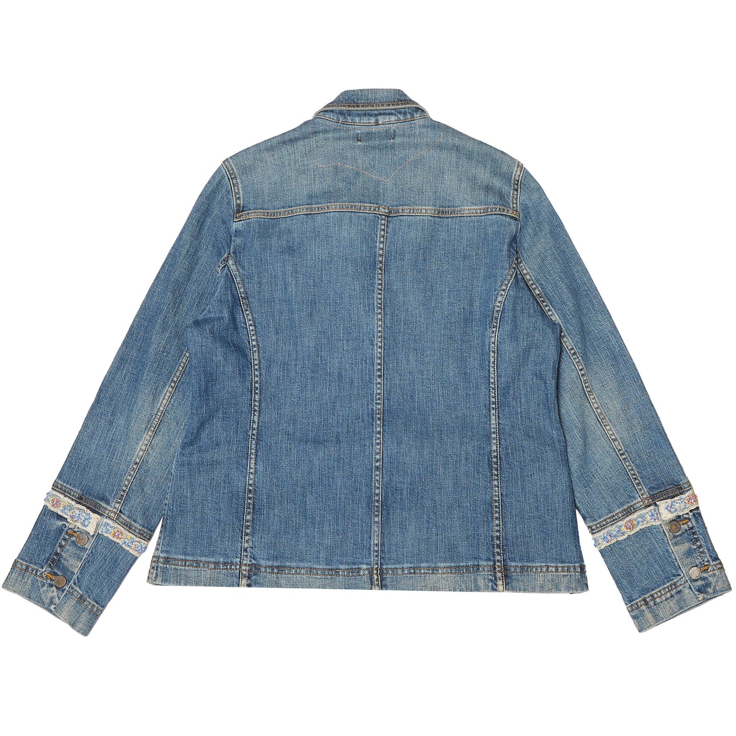 Lace Appliqué Denim Blazer Jacket - S