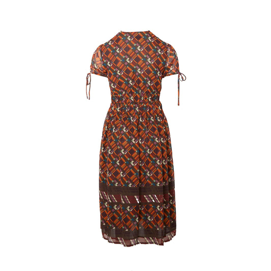 Isaac Mizrahi Graphic Print Tie Sleeve Detail Maxi Dress - UK 06