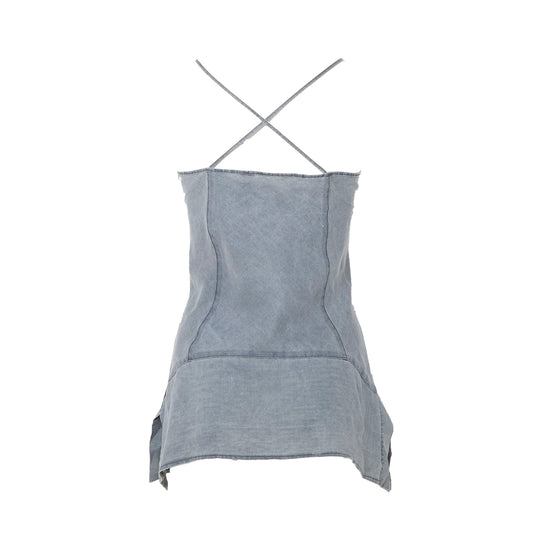 Strappy Crossback Handkerchief Hem Mini Dress - UK 08
