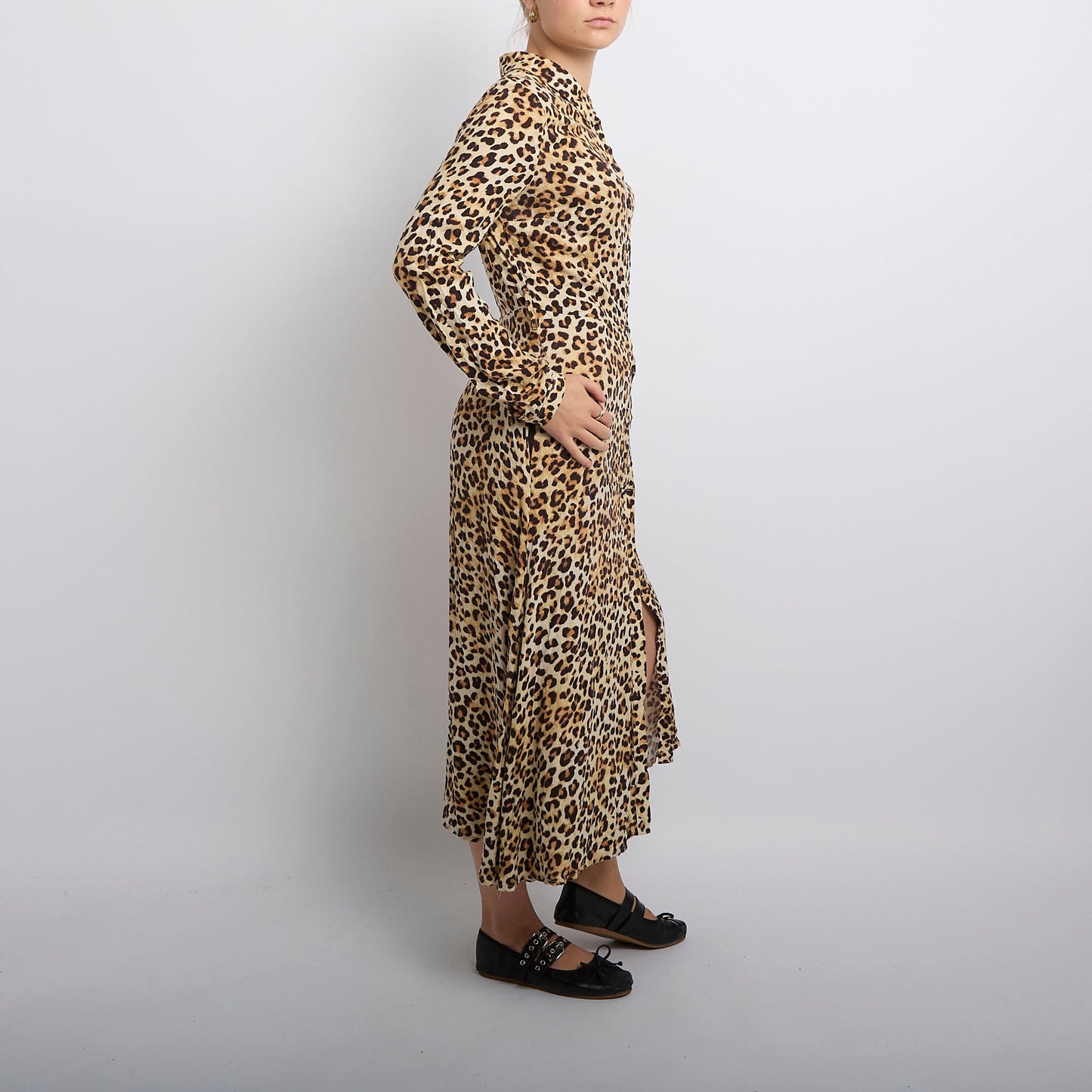 Leopard Print Shirt Maxi Dress- UK 10