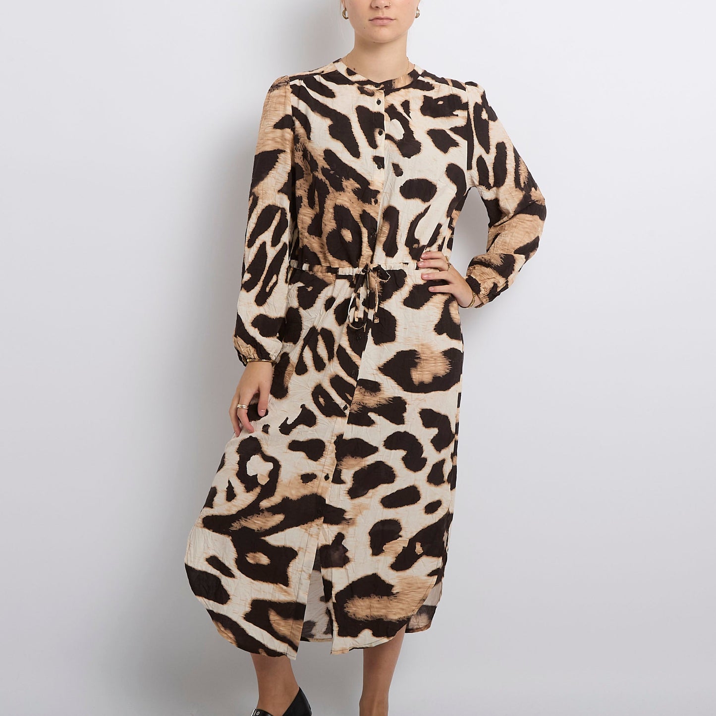 Leopard Print Tie Waist Maxi Dress- UK 10