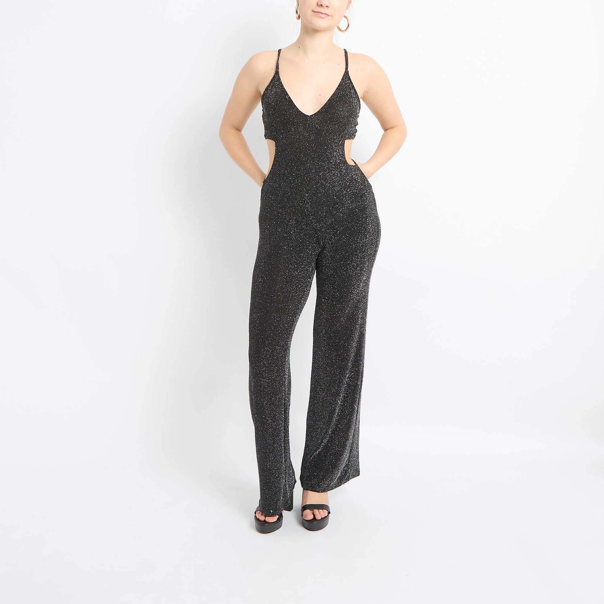 Strappy Detail Sparkly Jumpsuit - UK 10