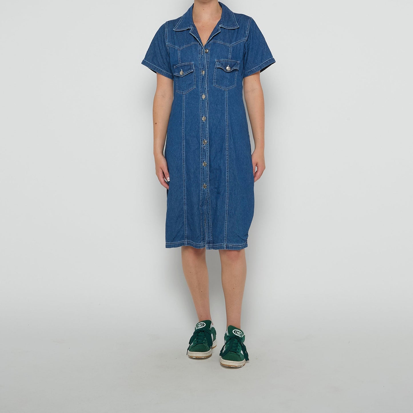 Mondial Button Down Denim Midi Dress - UK 10