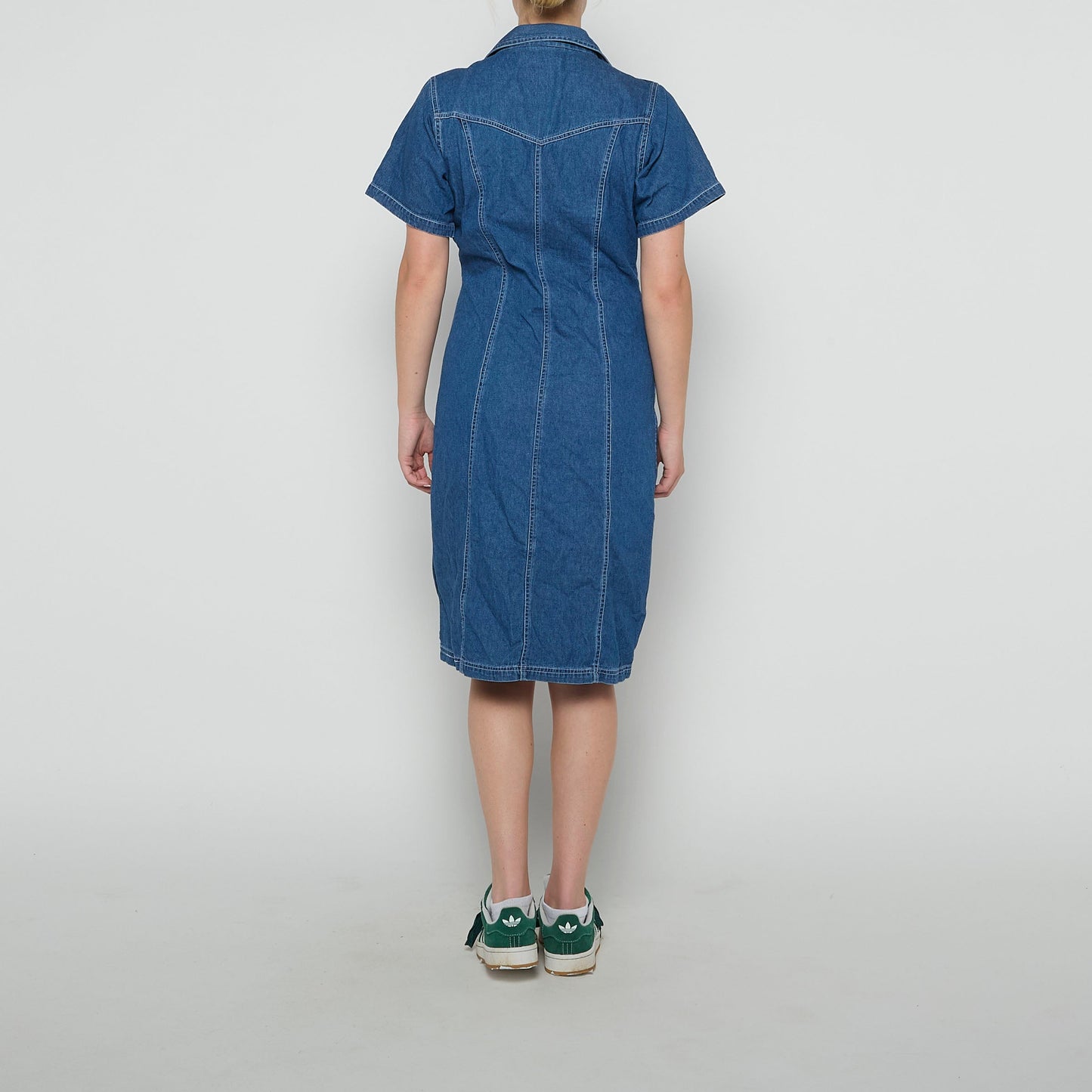 Mondial Button Down Denim Midi Dress - UK 10