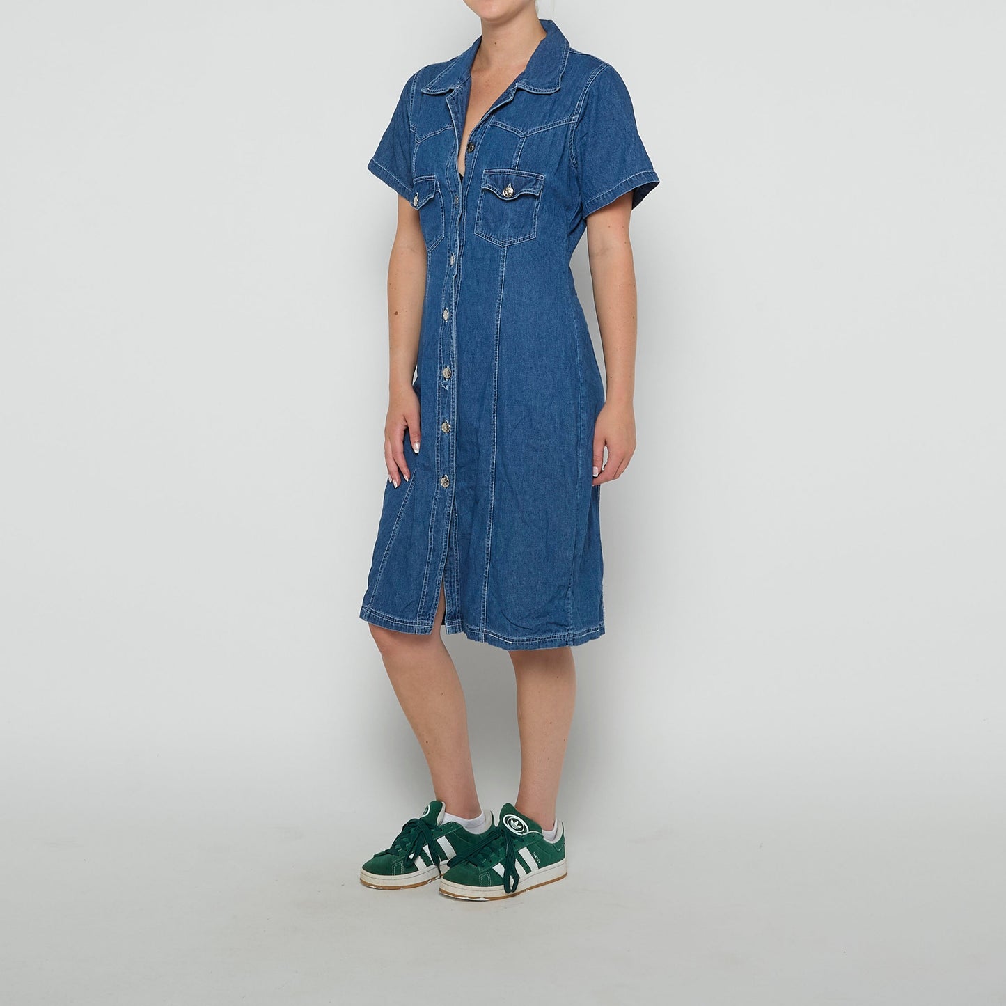 Mondial Button Down Denim Midi Dress - UK 10