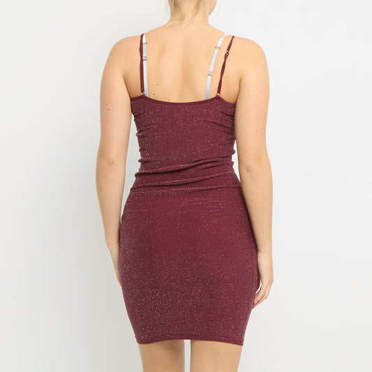 Sparkly Elasticated Bodycon Midi Dress - UK 10