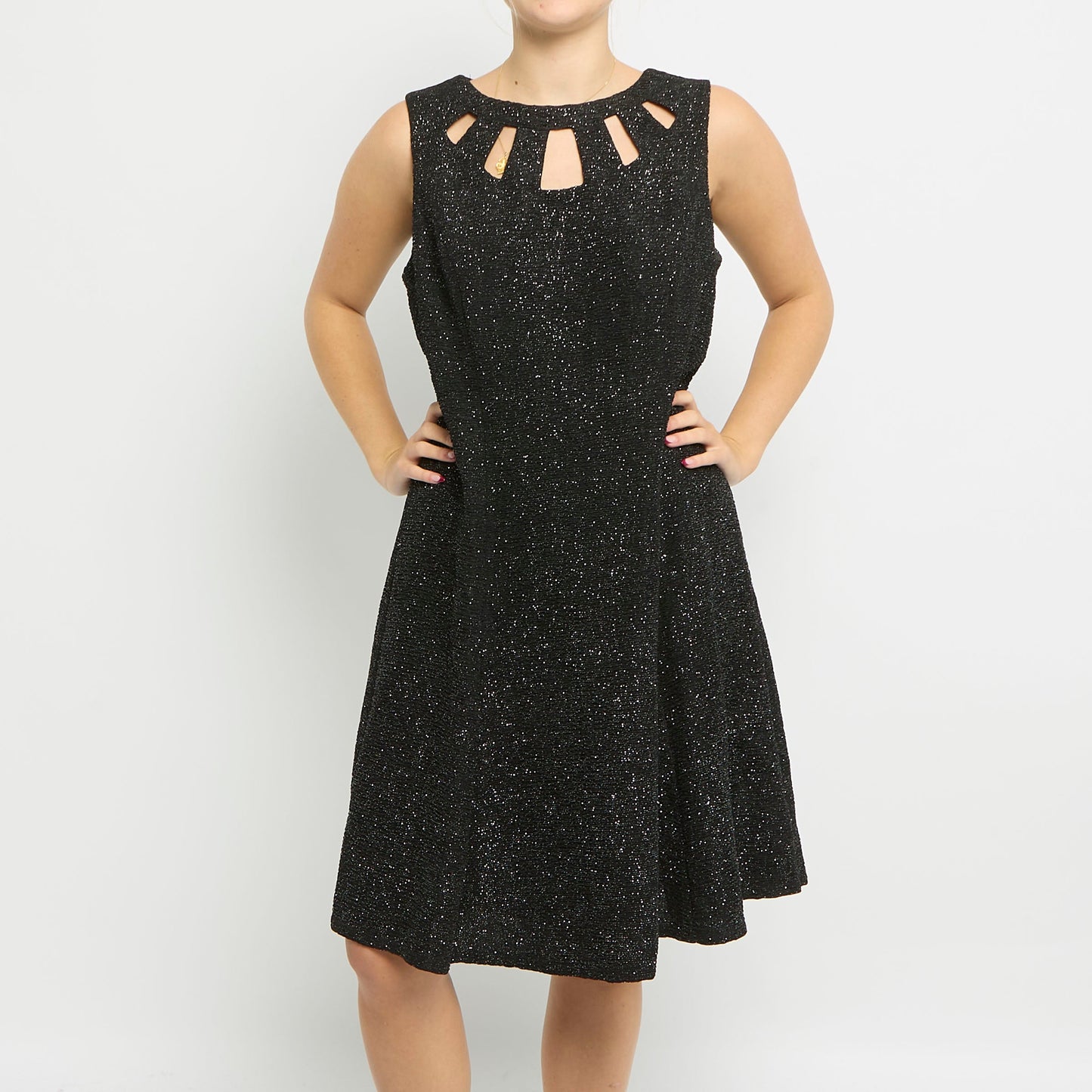 Scoop Neck Sparkly Midi Dress - UK 14