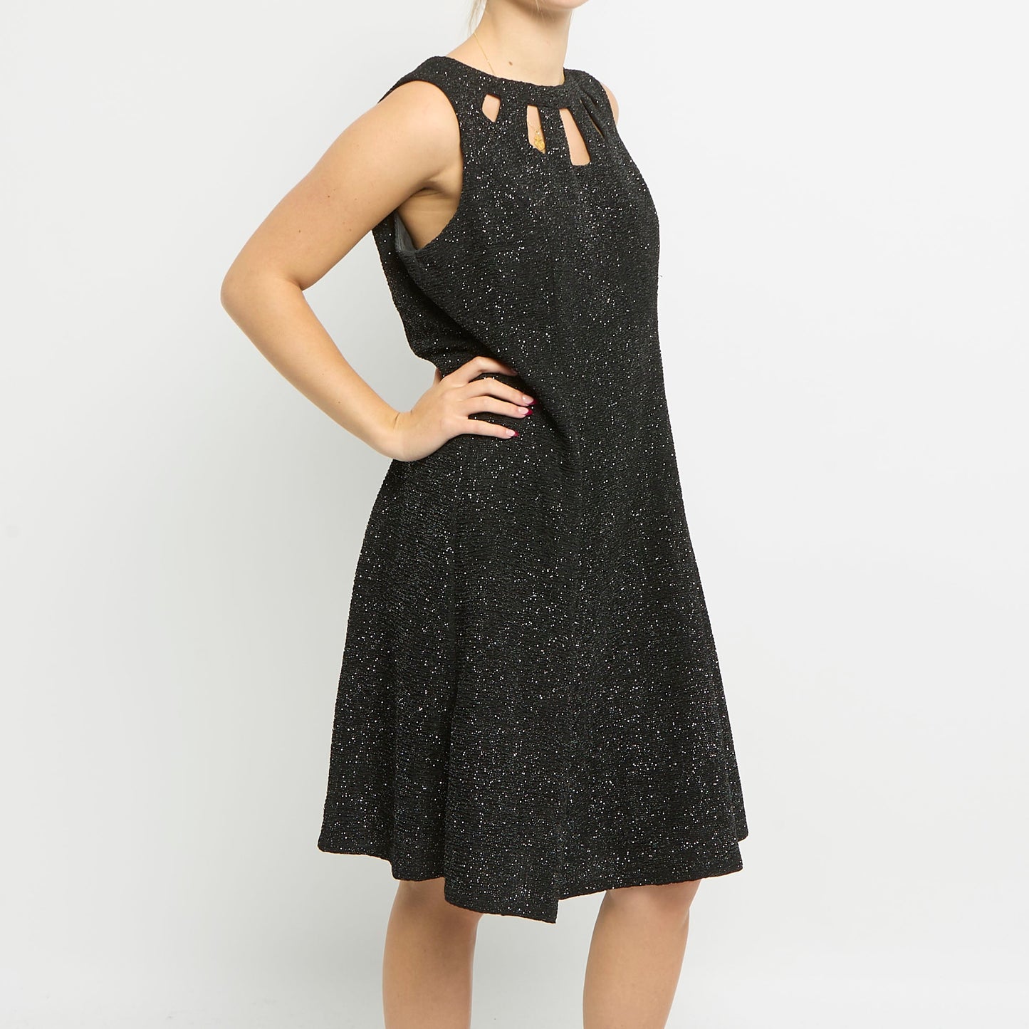 Scoop Neck Sparkly Midi Dress - UK 14