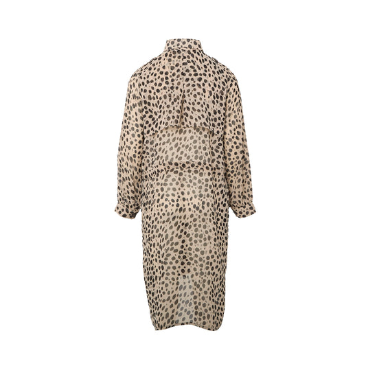 Kims Boutique Leopard Print Trench Style Chiffon Maxi Cover Up Dress - UK 14