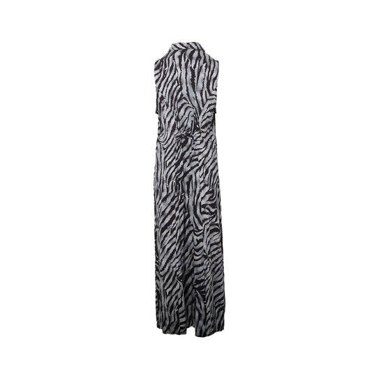 Impressions Zebra Sleeveless Shirt Style Maxi Dress - UK 14