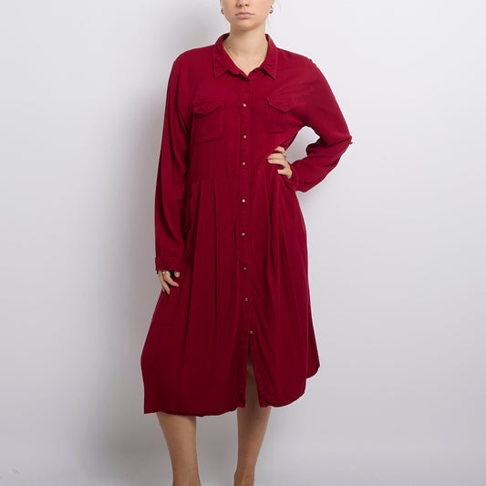 Cotton Shirt Maxi Dress - UK 14