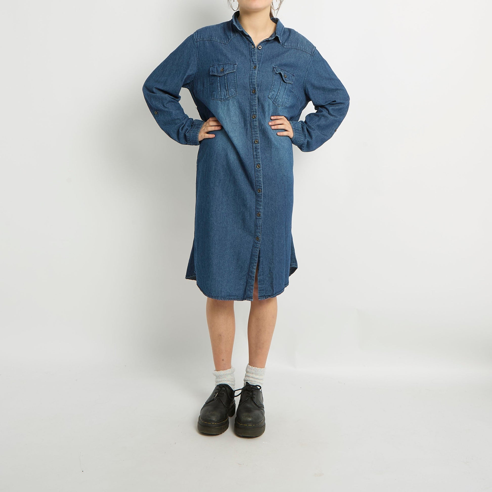 Denim Shirt Midi Dress - UK 16