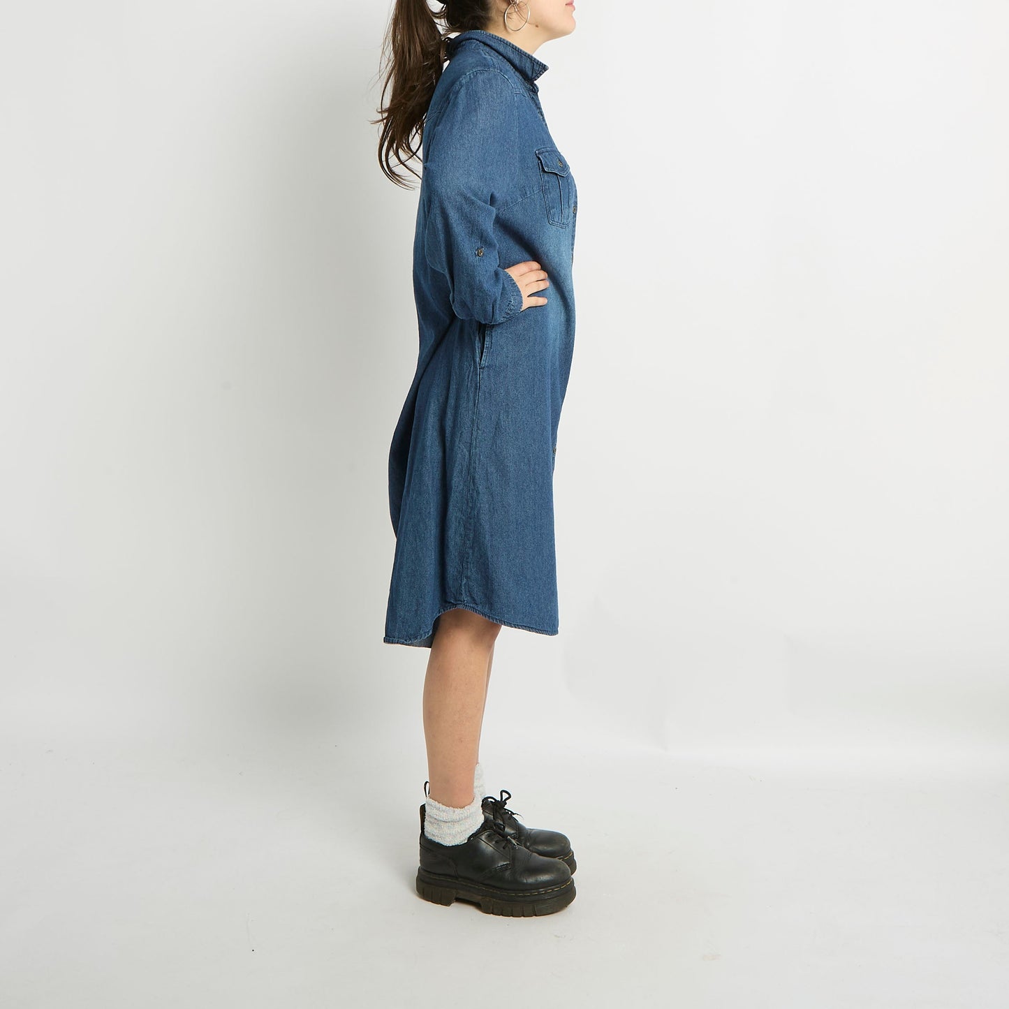 Denim Shirt Midi Dress - UK 16