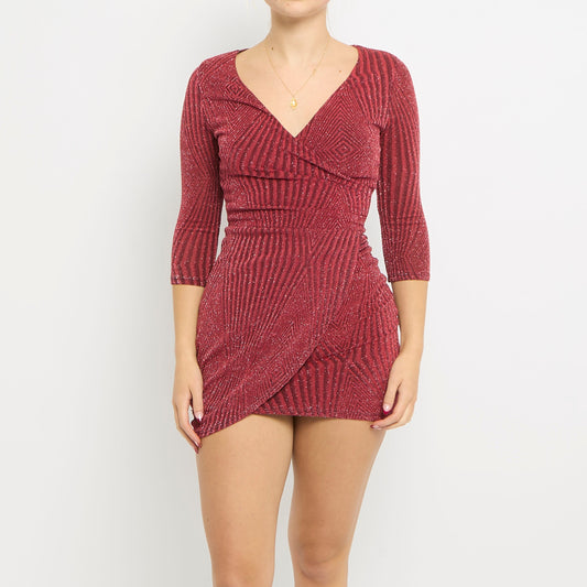 V-Neck Wrap Mini Dress - UK 6