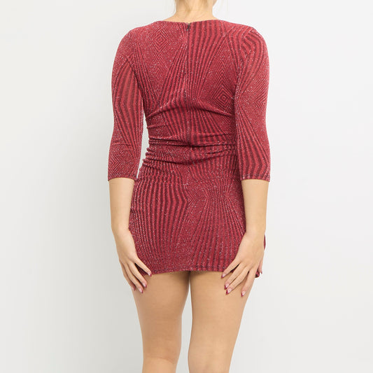 V-Neck Wrap Mini Dress - UK 6