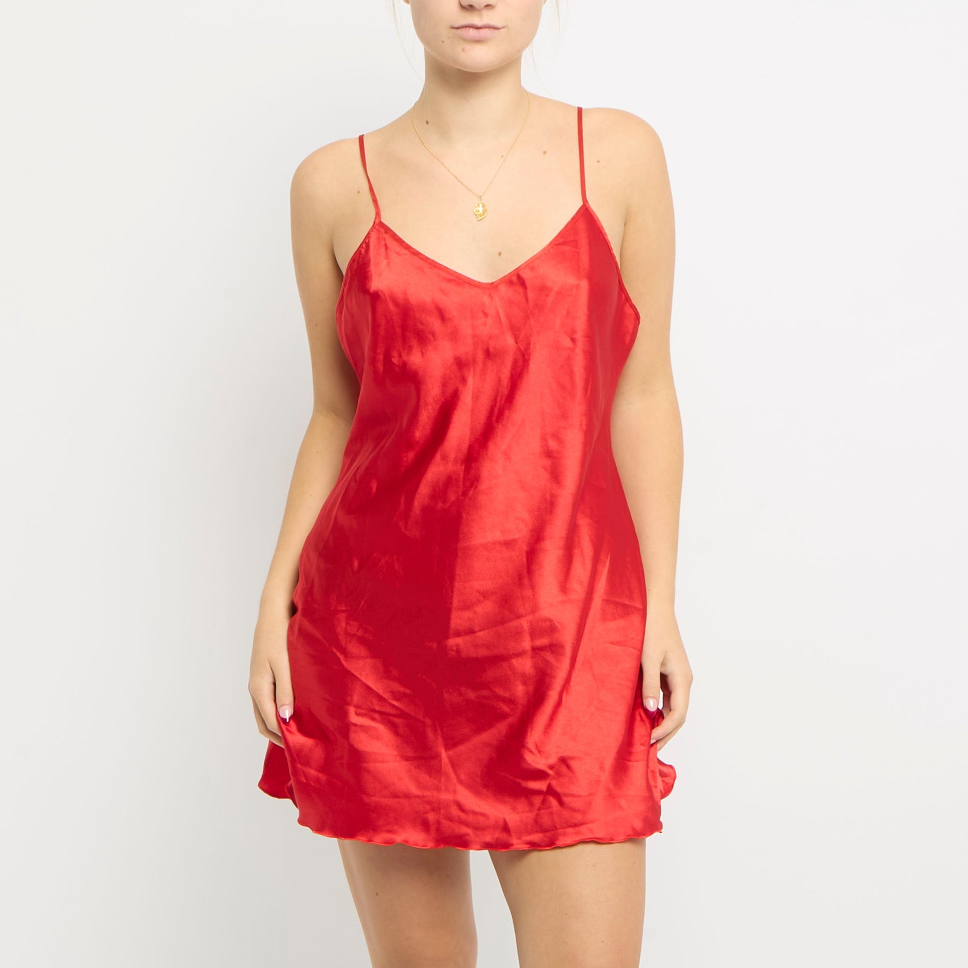 Lettuce Hem Satin Cami Dress - UK 6