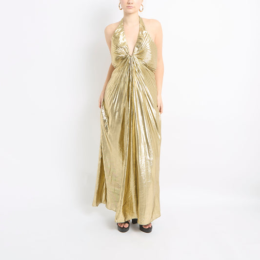 Halterneck Metallic Maxi Dress - UK 6