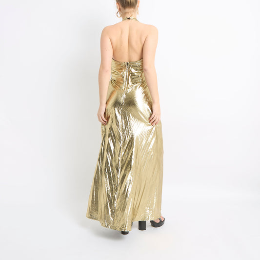 Halterneck Metallic Maxi Dress - UK 6