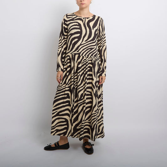 Zebra Print Smock Maxi Dress- UK 8