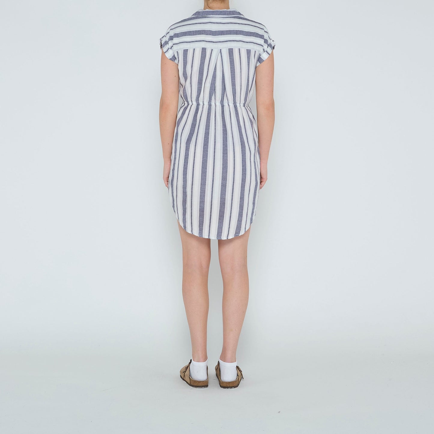 Stripe Shirt Style Short Dress - UK 6