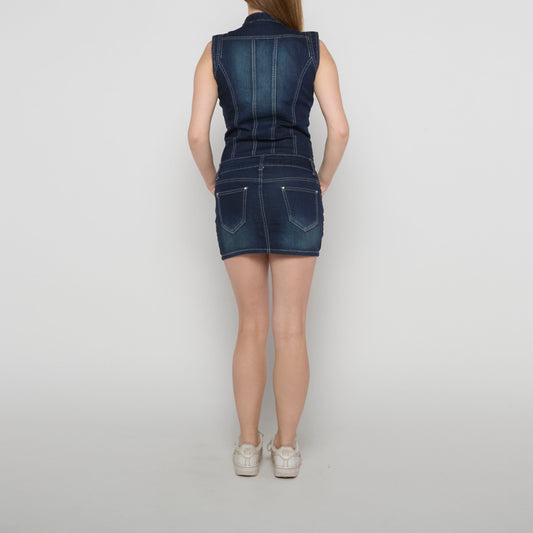Sleeveless Denim Mini Dress - UK 6