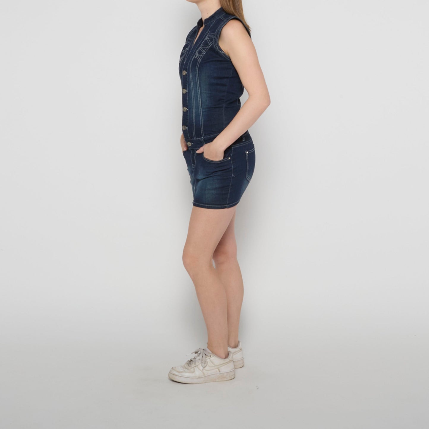 Sleeveless Denim Mini Dress - UK 6