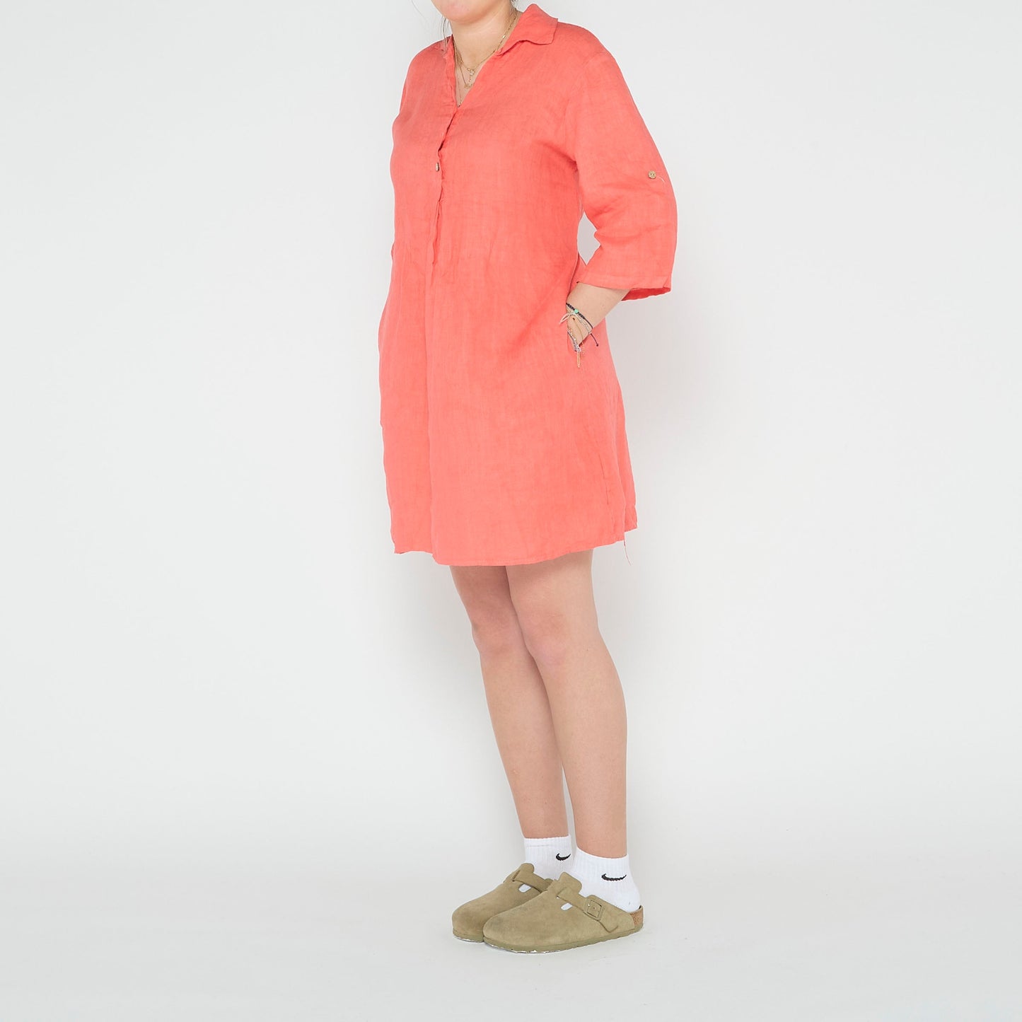 Linen Tunic Shirt Dress - UK 8