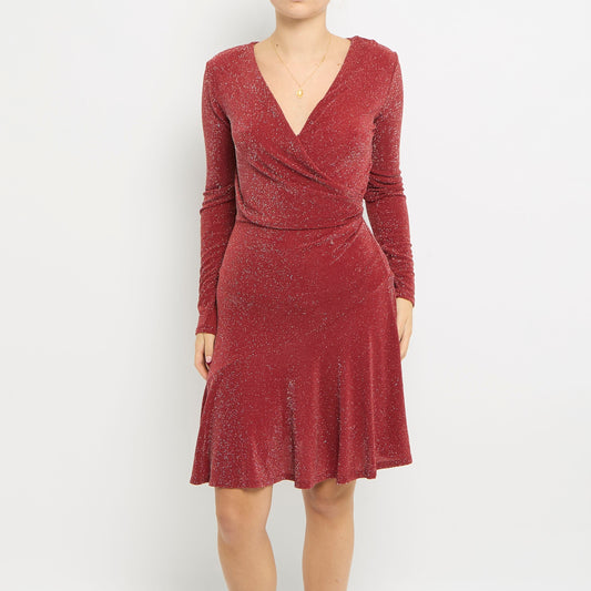 Michael Kors Sparkly Wrap Tiered Dress - UK 8