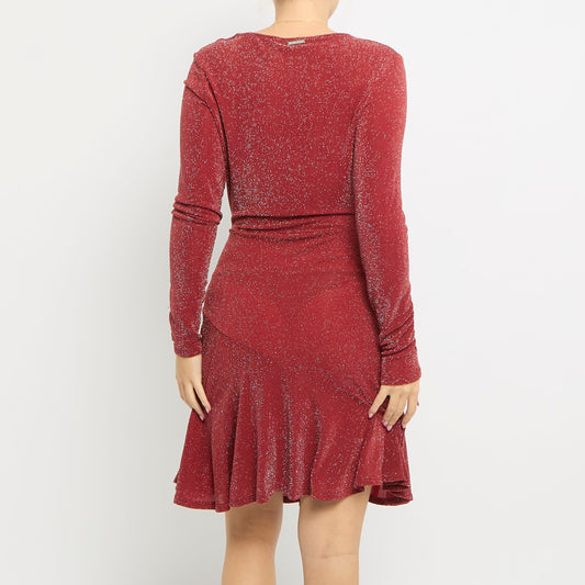 Michael Kors Sparkly Wrap Tiered Dress - UK 8