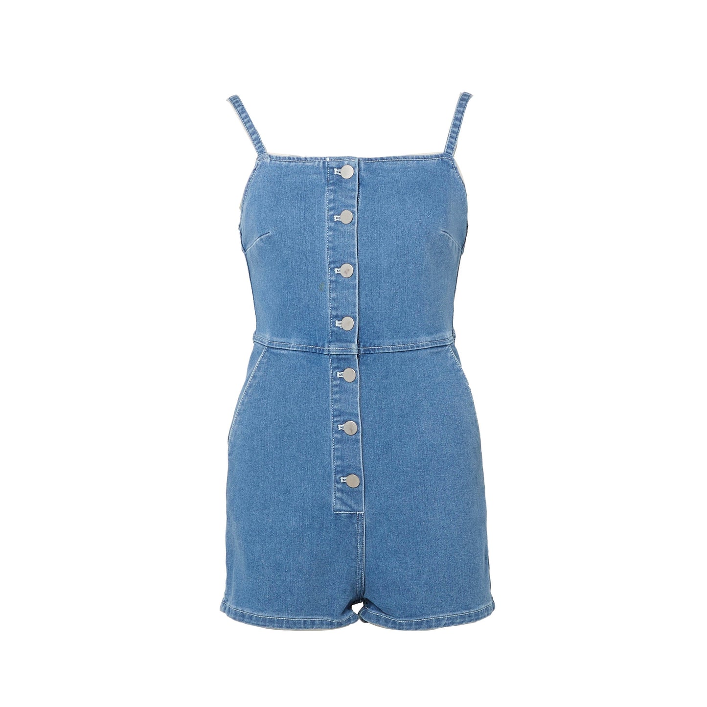 Denim Strappy Mid Dress - M