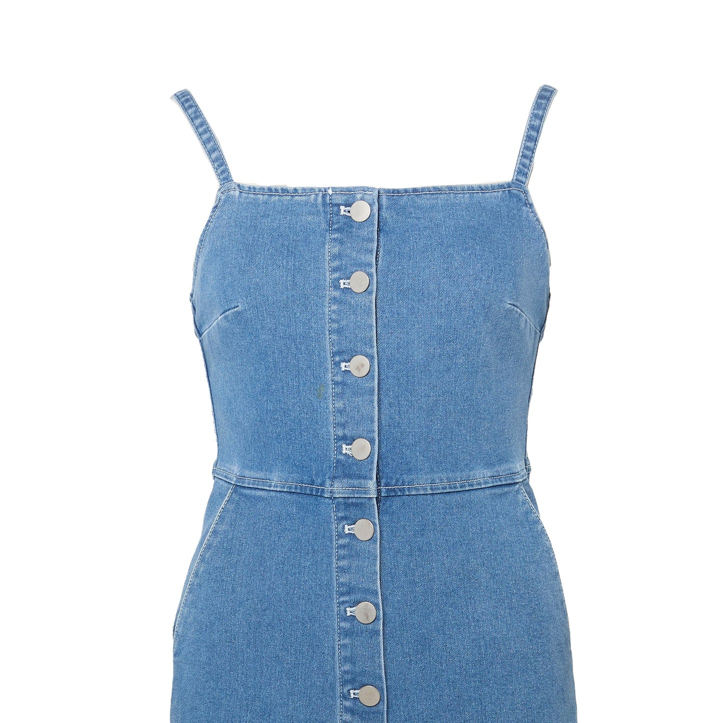 Denim Strappy Button Through Playsuit - M