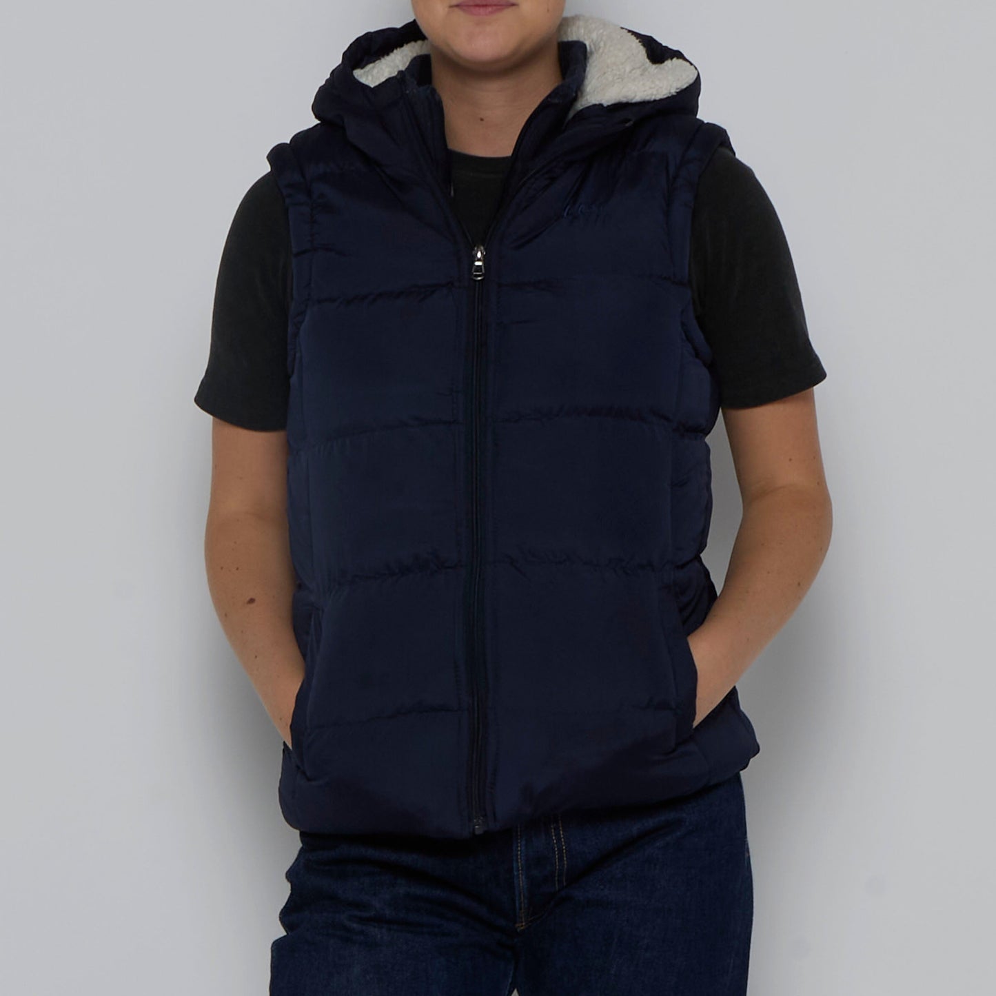 Lee Cooper Fleece Lined Hooded Gilet - S