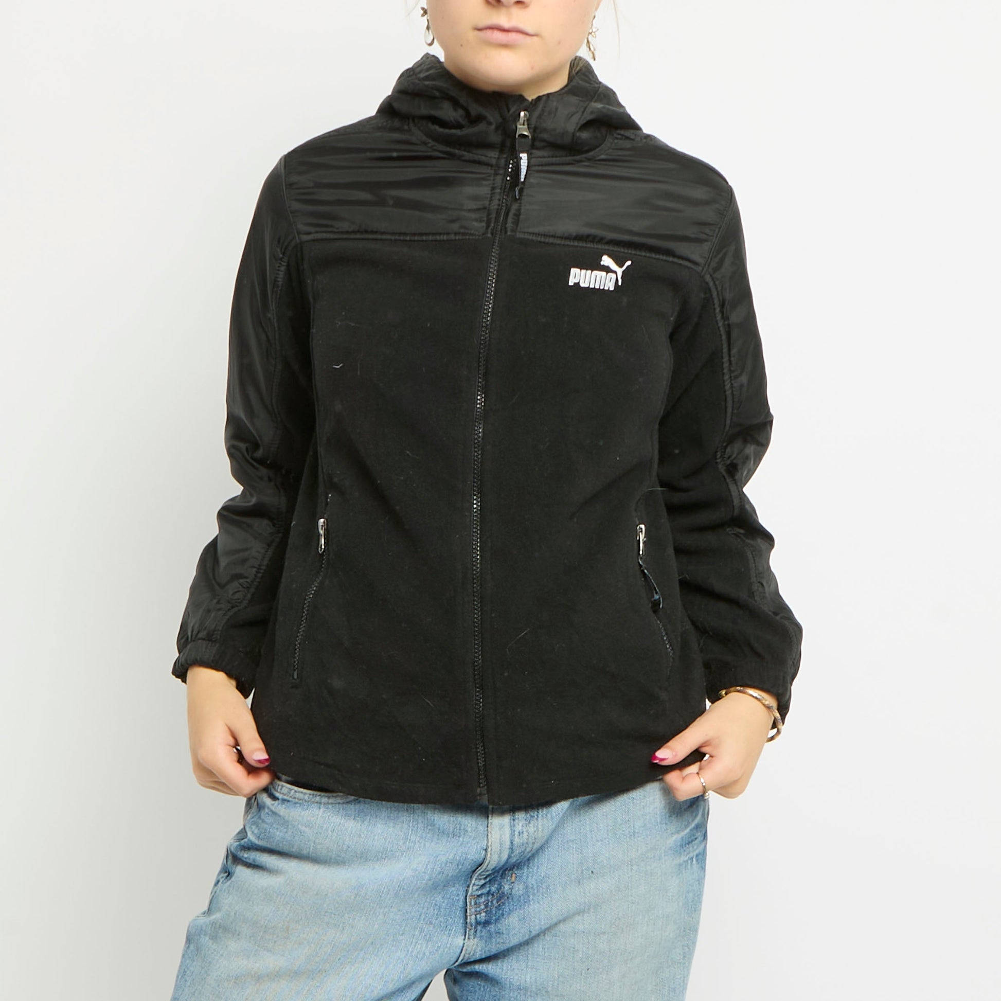 PUMA Zip Up Nylon Sleeve Fleece - UK 10